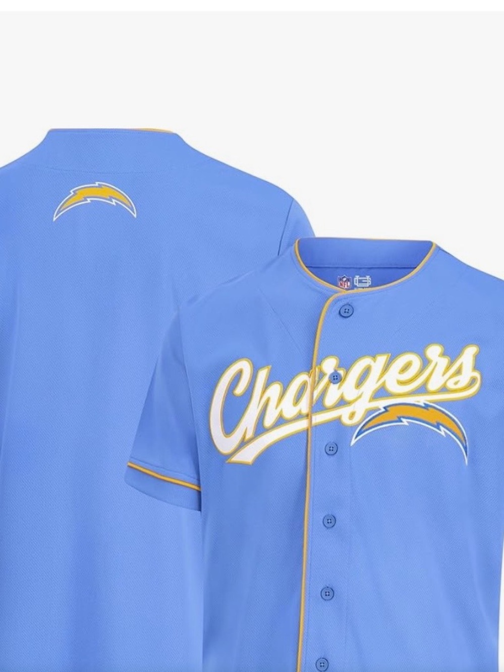 Chargers Light Blue Men's Team Jersey with Yellow Trim